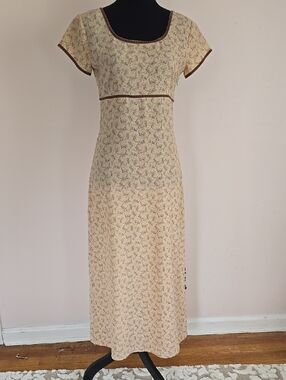 Vintage 90s Express Maxi Velvet Trimmed Baby Floral Ditsy Dress